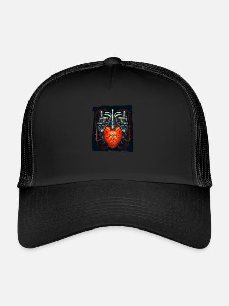 Le cœur, moteur de la vie - Casquette trucker  - noir/noir - Devant