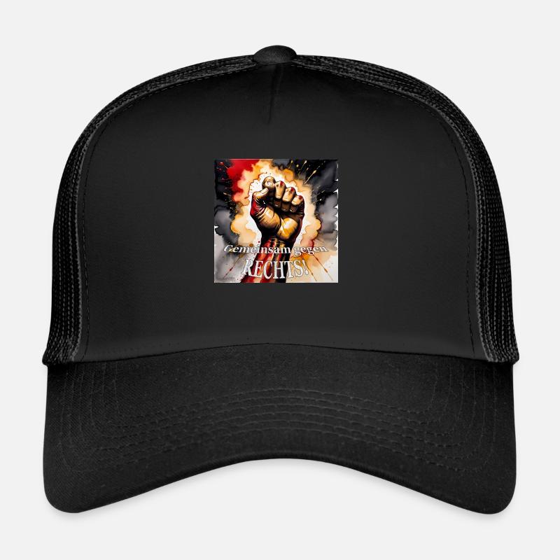 gegen rechts - Trucker Cap - Schwarz/Schwarz