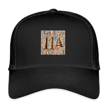 "Greek Letter Fashion: Classic Elegance" - Casquette trucker  - noir/noir - Devant