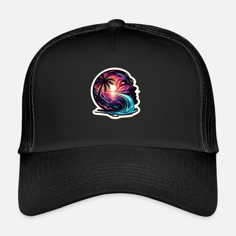 Palm et Galaxy - Casquette trucker  - noir/noir