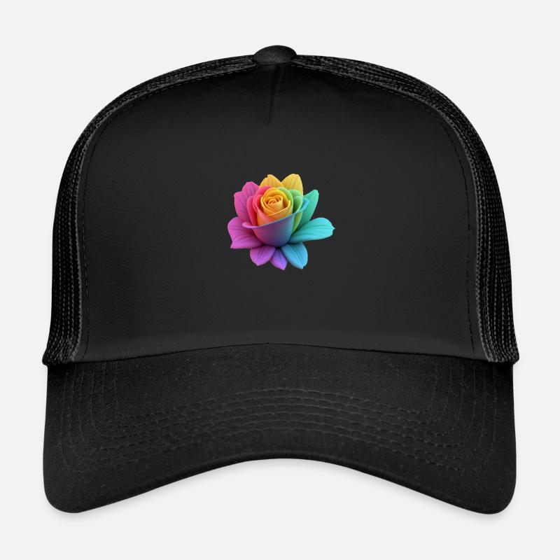 rose arc-en-ciel - Casquette trucker  - noir/noir