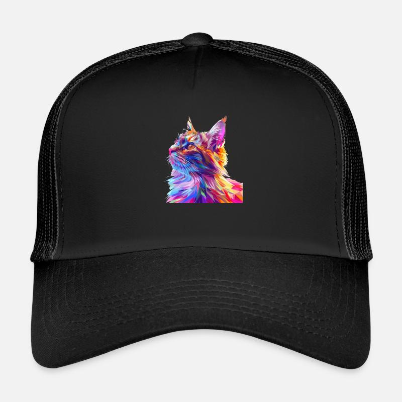 Polygone chat style bande dessinée Casquette trucker 