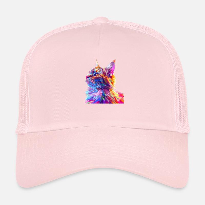 Polygone chat style bande dessinée Casquette trucker 