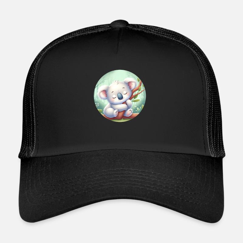 happy koala bear koala - Trucker Cap - black/black