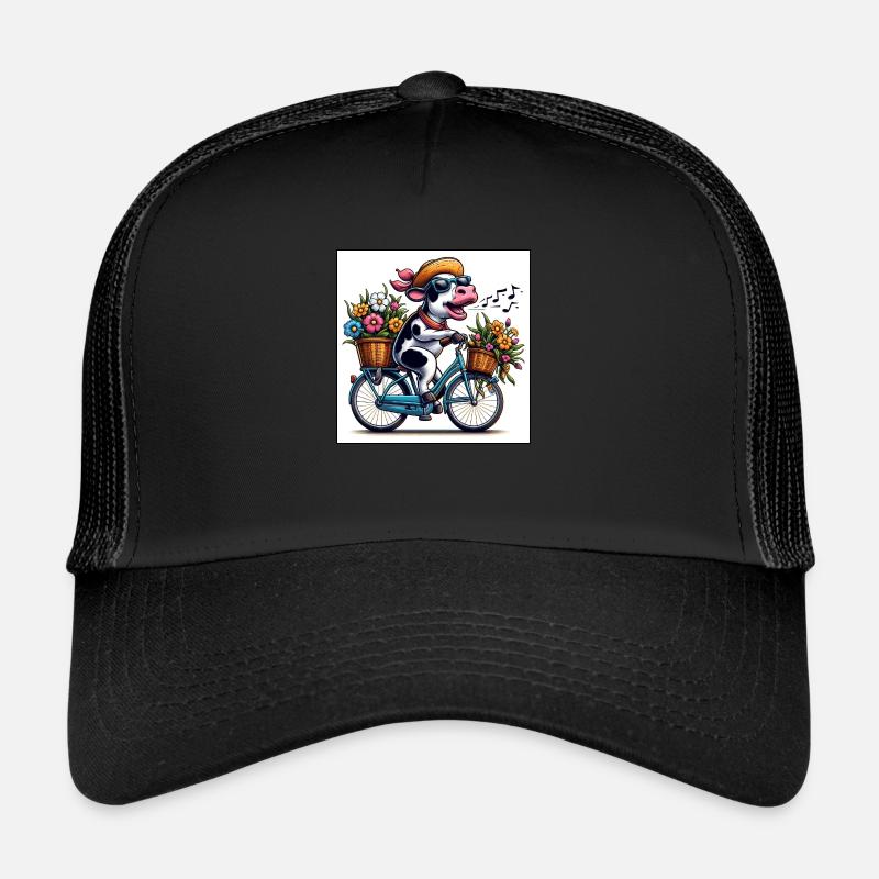 Vache chantante sur le vélo Casquette trucker 