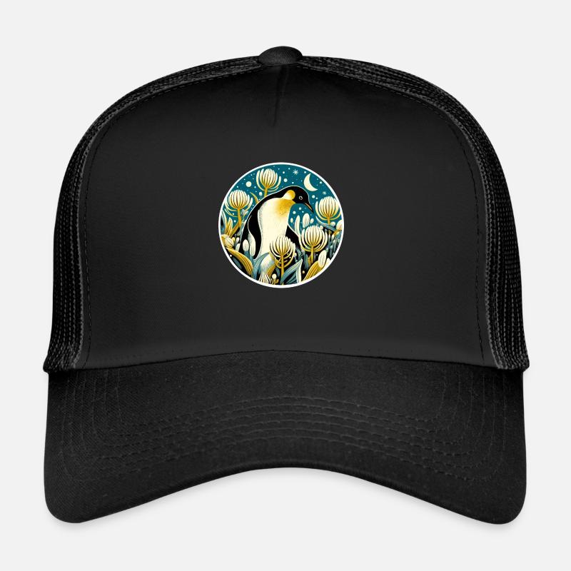 Pinguin-Kunst - Trucker Cap - Schwarz/Schwarz