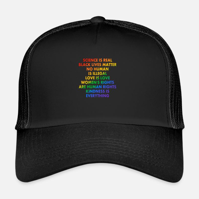 Slogans progressistes aux couleurs du drapeau de la fierté LGBTQ Casquette trucker 