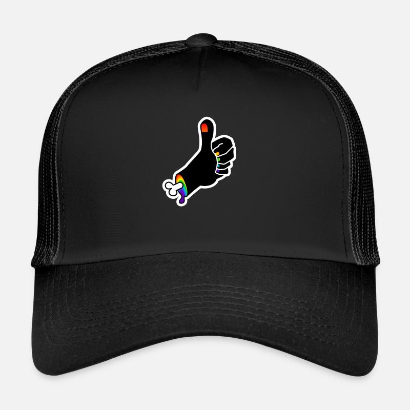 Daumen Hoch der Knochenhand : Sticky Queer Pride Trucker Cap