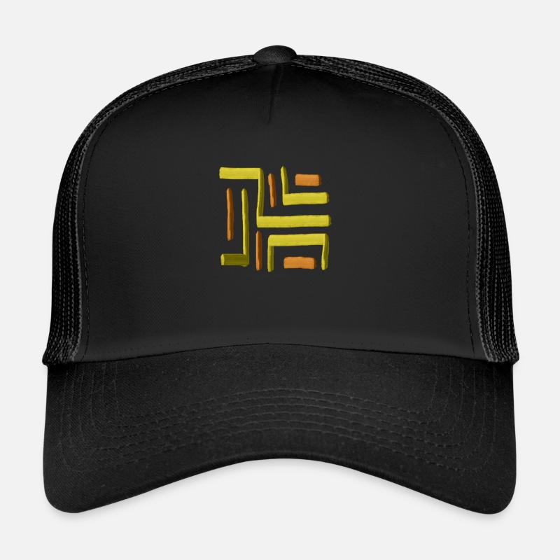 Labyrinthe peinture jaune - Casquette trucker - noir/noir