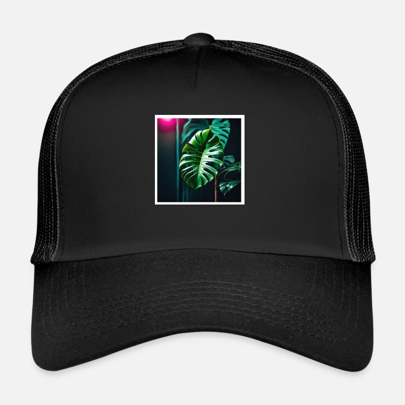 Monstera Leafs#2 - Trucker Cap - Schwarz/Schwarz