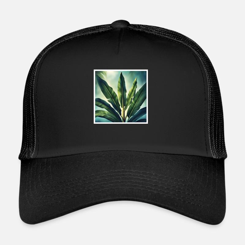 Bananenblatt 1 - Trucker Cap - Schwarz/Schwarz