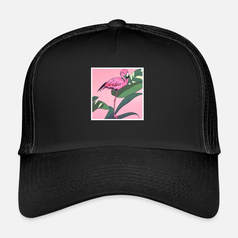 Flamingo#2 - Trucker Cap - Schwarz/Schwarz