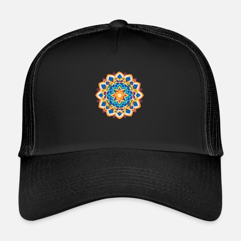 Mandala Pattern Colors Symmetrical3 - Trucker Cap - black/black