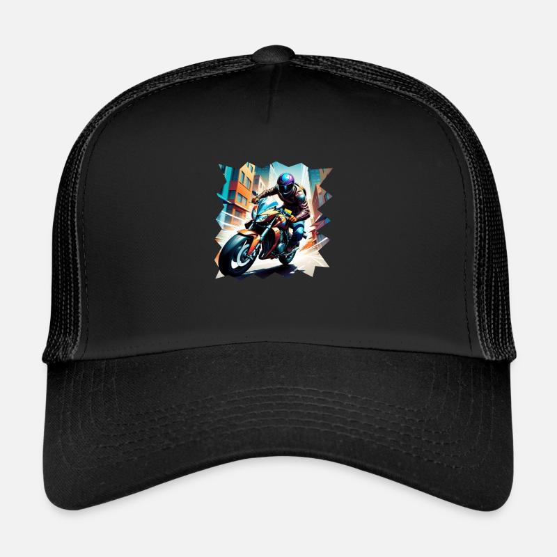 Coureur de moto - Casquette trucker  - noir/noir