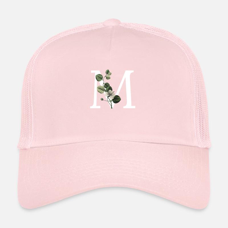 Letter M Green Botanical Trucker Cap