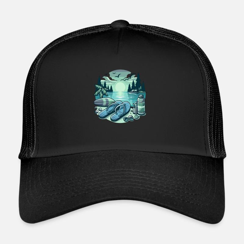 Été Lac Nature Flore Art Fleurs Mer Plage Casquette trucker 