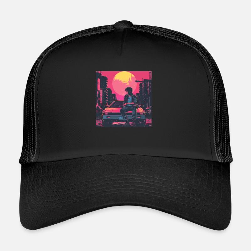 Années 80 Anime Guy Calmant Impression de mode de haute qualité Casquette trucker 