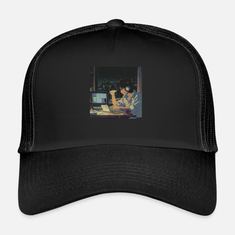 Années 80 Anime Guy Calmant Impression de mode de haute qualité Casquette trucker 