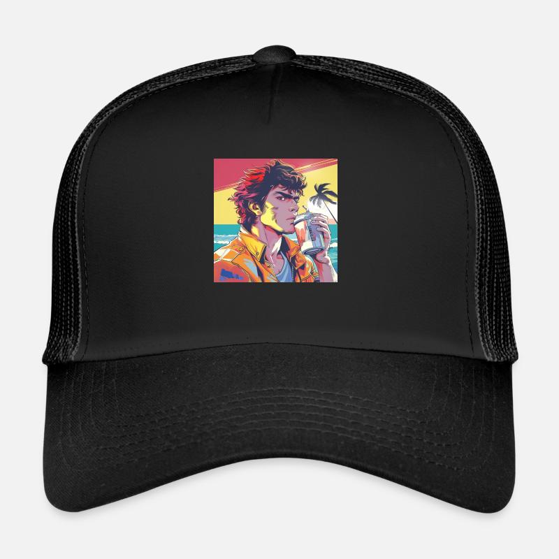 Années 80 Anime Guy Calmant Impression de mode de haute qualité Casquette trucker 