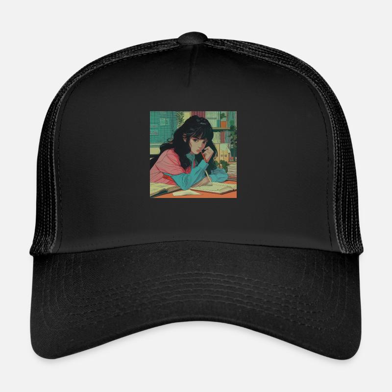 Impression de mode de haute qualité de fille anime des années 80 Casquette trucker 