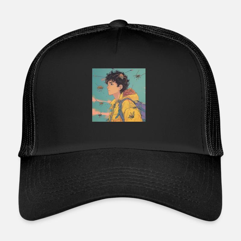 Années 80 Anime Guy Calmant Impression de mode de haute qualité Casquette trucker 