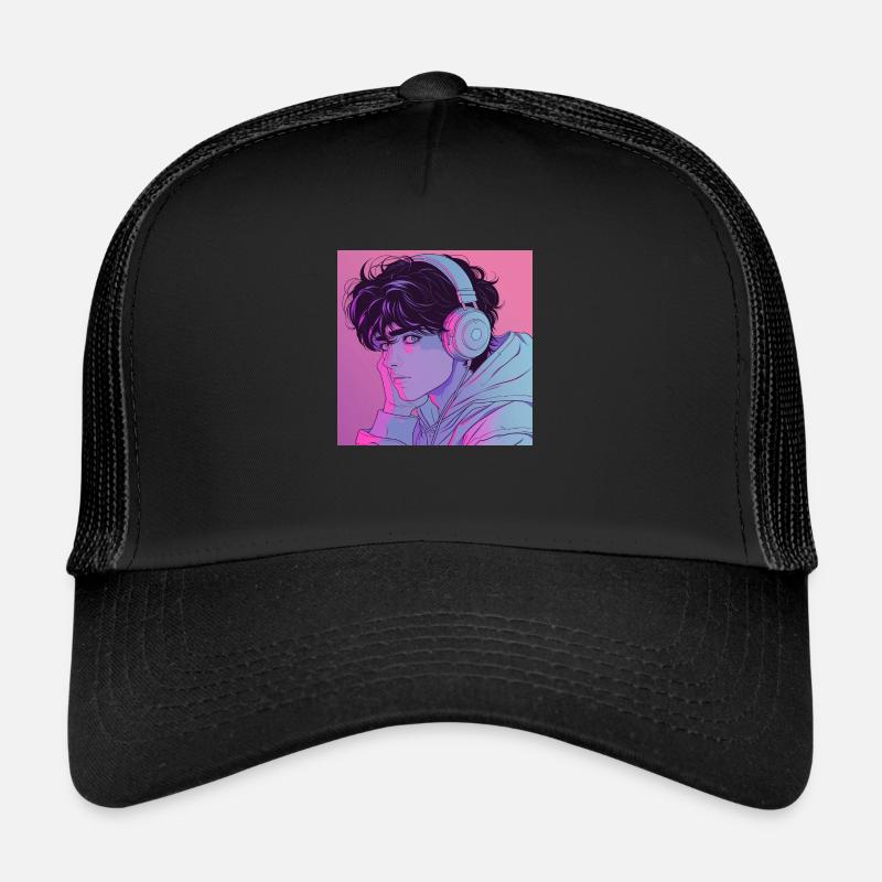 Années 80 Anime Guy Calmant Impression de mode de haute qualité Casquette trucker 