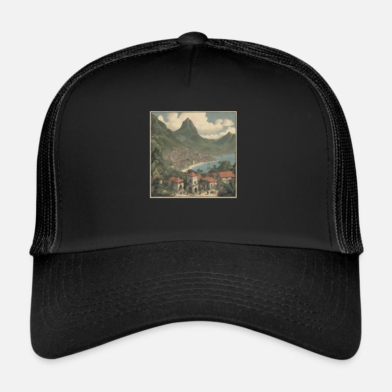 Tropical seaside village - Trucker Cap - black/black