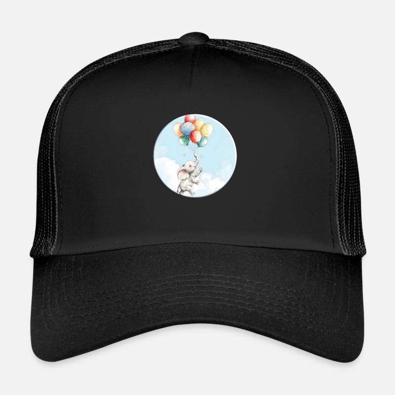 Elefant mit Bunten Luftballons als Glücksbringer Trucker Cap