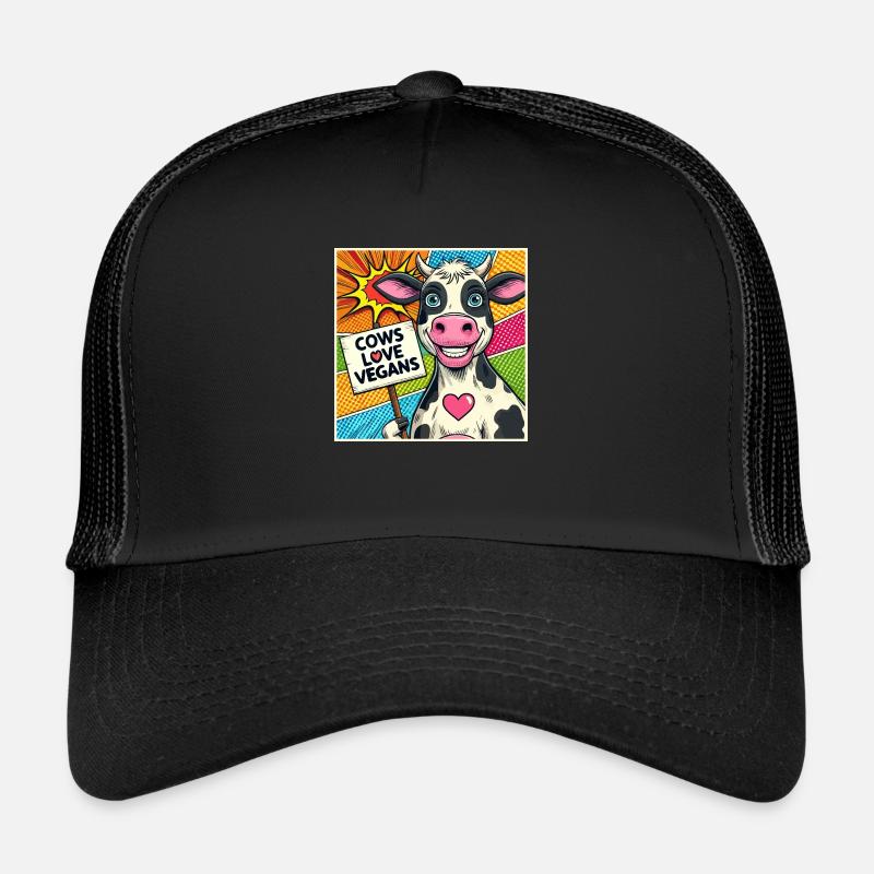 Cows Love Vegans Popart - Trucker Cap - Schwarz/Schwarz