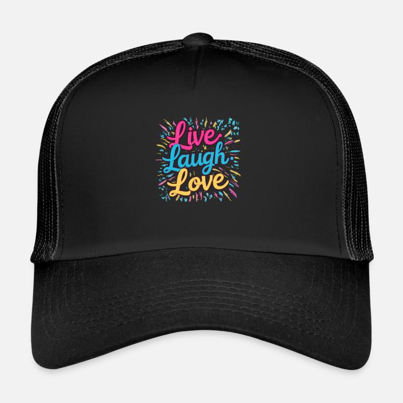 Lebe, Lachen, Liebe - Trucker Cap - Schwarz/Schwarz