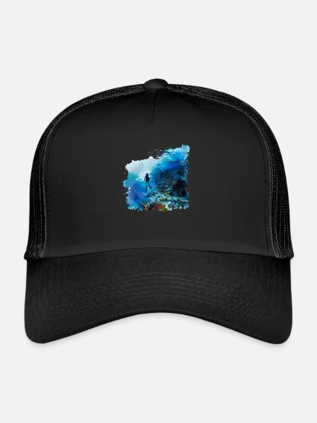 Weightless gliding while diving - Trucker Cap - black/black - Front
