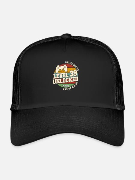 Vintage Né(e) un mois de 1985 anniversaire - Casquette trucker  - noir/noir - Devant