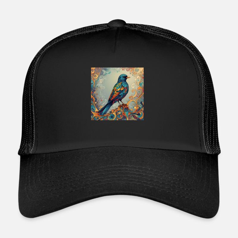 Oiseau coloré rectangulaire Casquette trucker 
