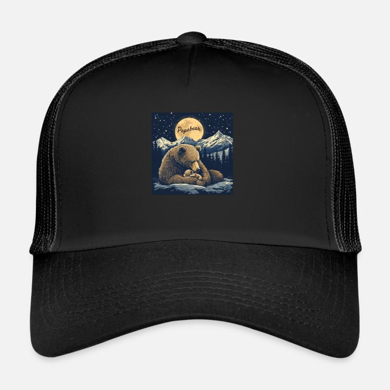 Der in sich ruhende Papabear - Trucker Cap - Schwarz/Schwarz