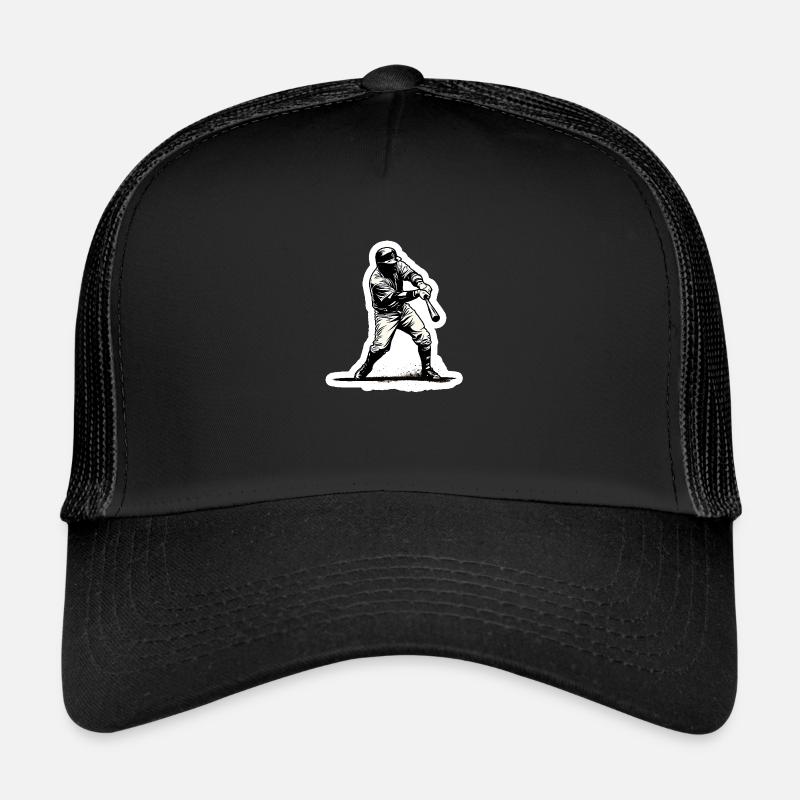 Joueur de baseball noir blanc Casquette trucker 