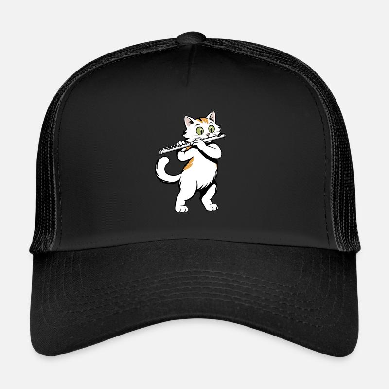 Le chat joue de la flûte Casquette trucker 