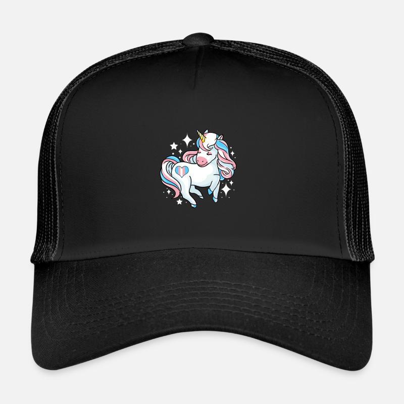 Transgender Einhorn Trans Pride - Trucker Cap - Schwarz/Schwarz