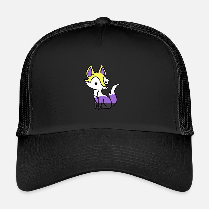 Nonbinärer Fuchs Nonbinary Pride - Trucker Cap - Schwarz/Schwarz