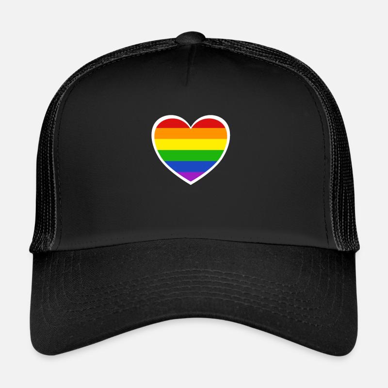 Lgbt Pride Herz Regenbogen Regenbogenflagge Liebe - Trucker Cap - Schwarz/Schwarz