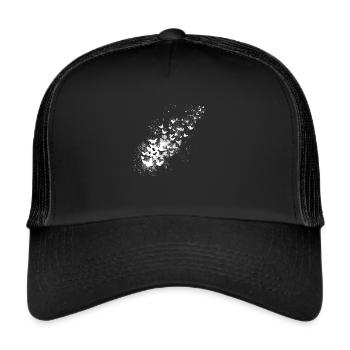 Butterflies,graffiti,white, flying swarm, - Trucker Cap - black/black - Front