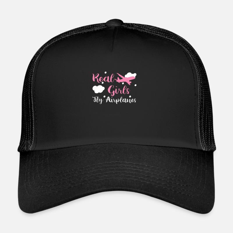 Flugzeugpilot Flugzeug Echte Mädchen fliegen - Trucker Cap - Schwarz/Schwarz