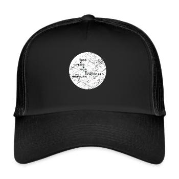 Synthesizer Techno Map - Trucker Cap - Schwarz/Schwarz - Vorne