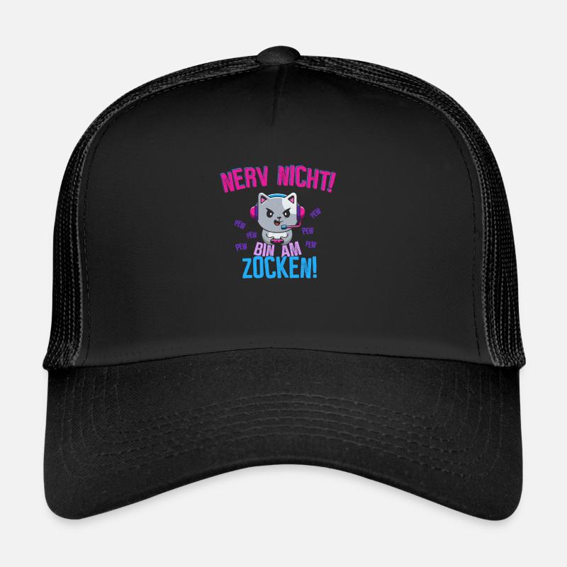 Nerv nicht! Bin am zocken! - Trucker Cap - Schwarz/Schwarz