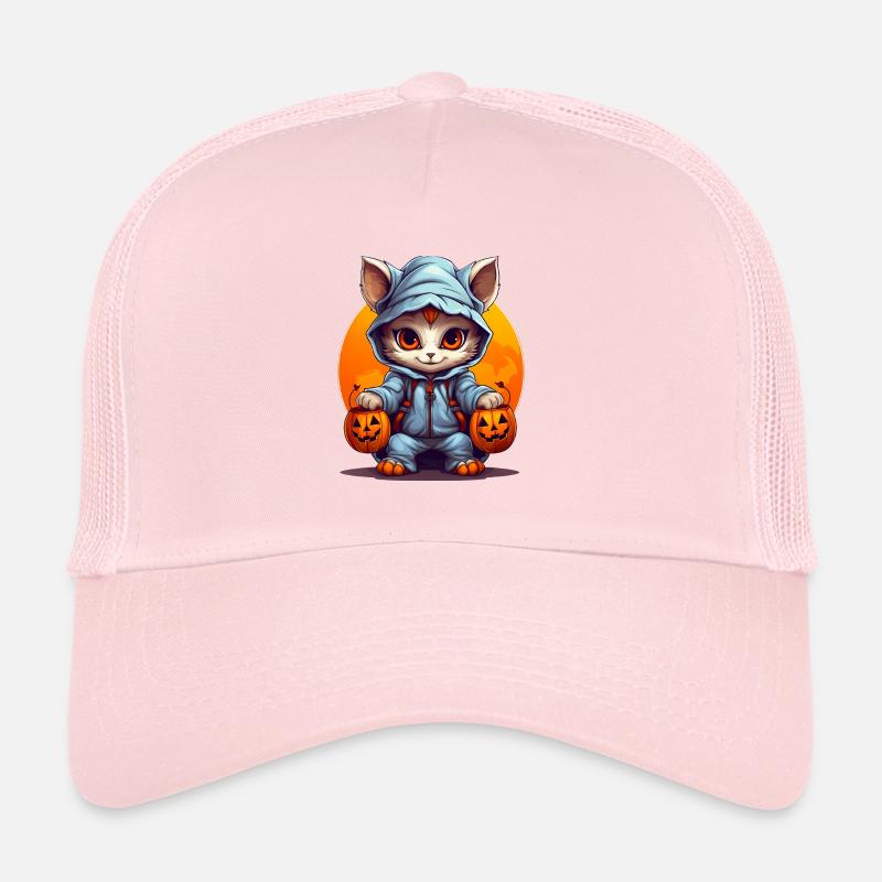 Dressed up Halloween cat with jack lanterns Trucker Cap
