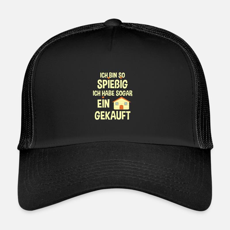 Hauskauf Spiesser Haus Geschenk - Trucker Cap - Schwarz/Schwarz