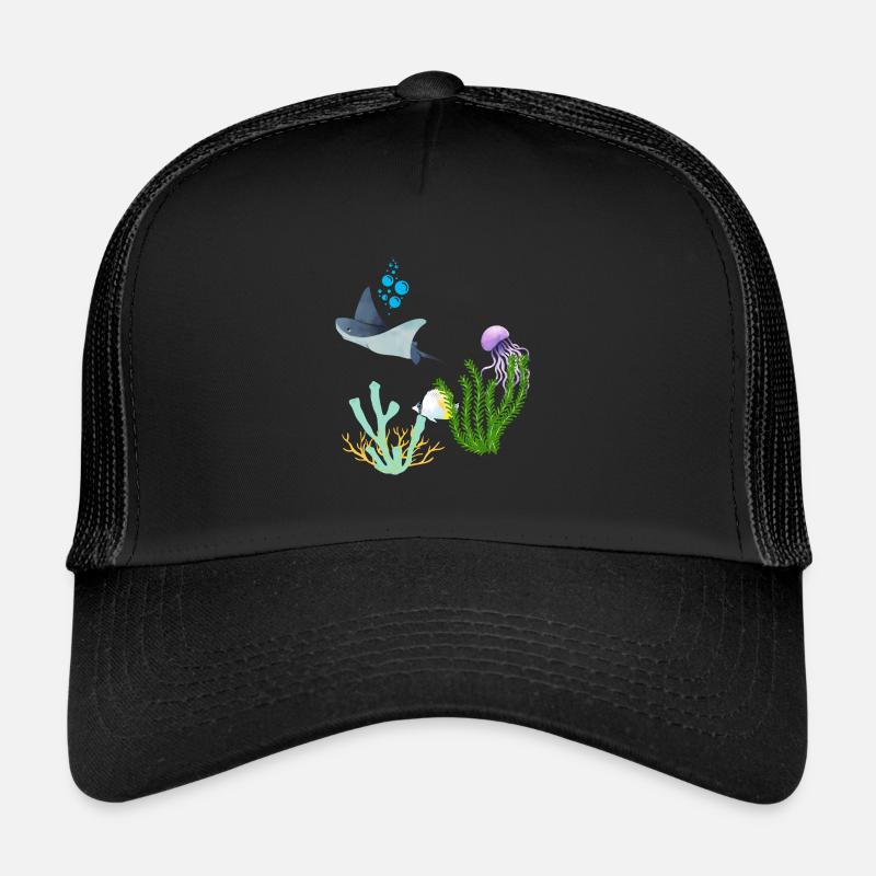 Ray Jellyfish Underwater World Coral Fish Trucker Cap