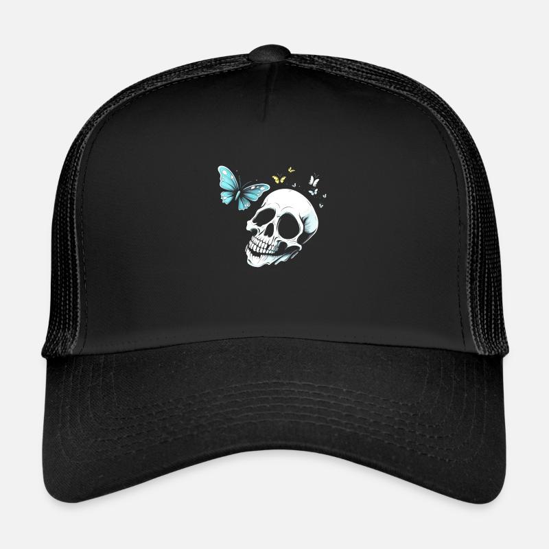 Skull and crossbones with butterfly Trucker Cap