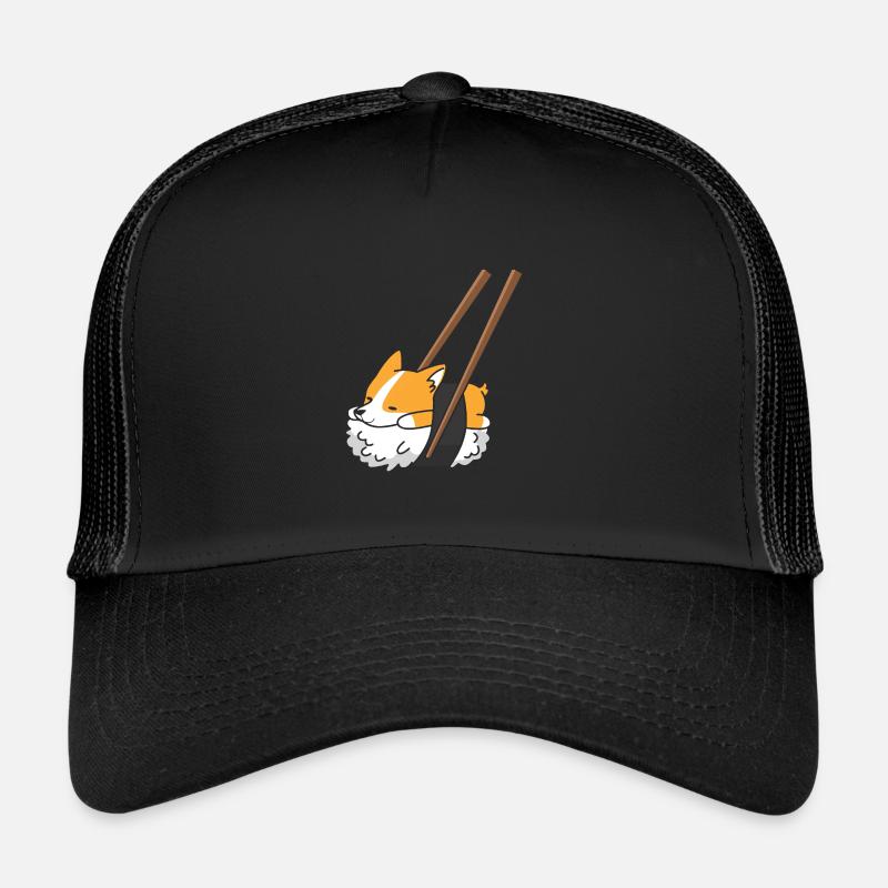 Funny Sushi Corgi T Shirt - Trucker Cap - black/black