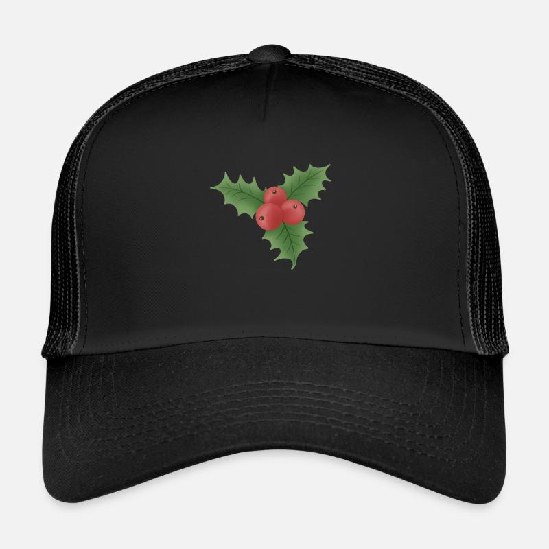 Weihnachten Mistelzweig mit roten Beeren - Trucker Cap - Schwarz/Schwarz