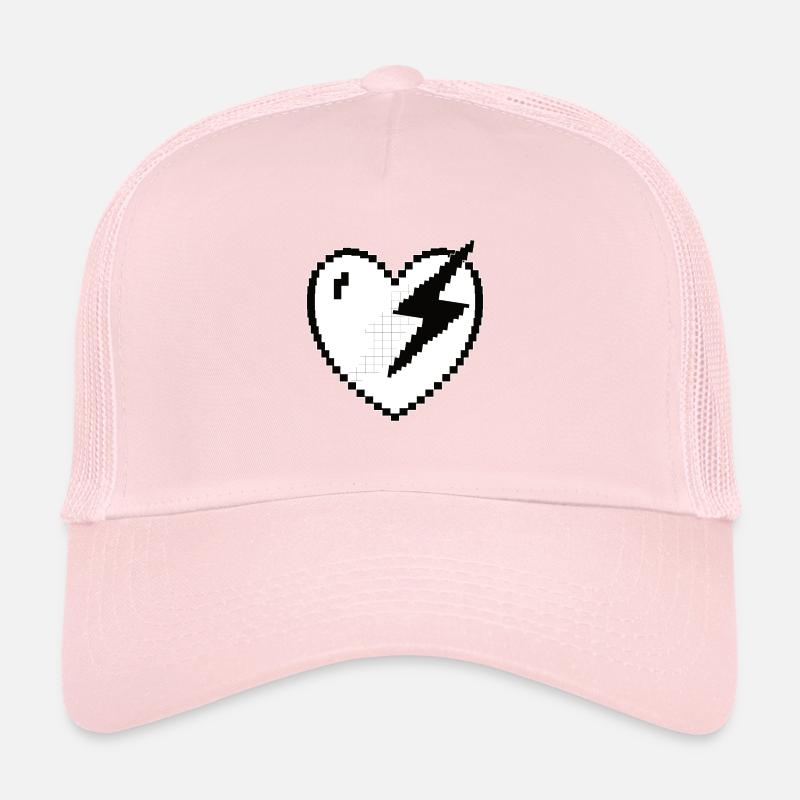 Heart Flash Pixel Gamer Gift Trucker Cap